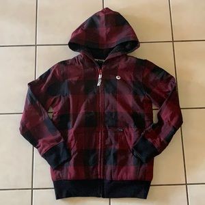 Amplify Bots 10/12 Sherpa Fleece Lined Red & Black Plaid Hoodie Jacket